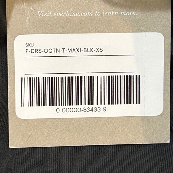 Everlane The Organic Weekend Side Slit Maxi Dress Black Round Neck Women XS NWT - Picture 10 of 12